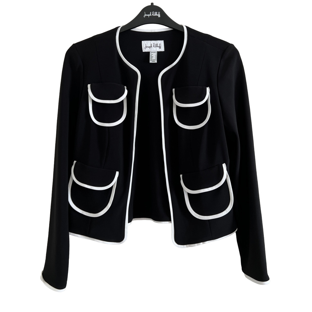 Joseph Ribkoff Black Contrast-Trim Pocket Jacket